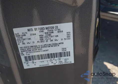 2010 Ford F-150 Stx/Xl/Xlt из США, поврежденный, VIN 1FTEX1E84AFC34307